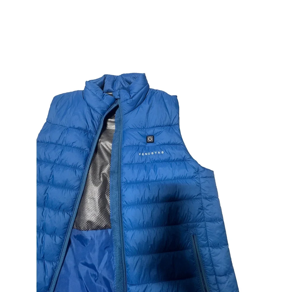 NWT Venustas 2038 Puffer Vest Womens M Blue Nylon Lined Full Zip Holder Pocket - Picture 5 of 13